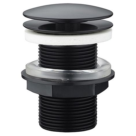 Edouard Rousseau – Bonde de lavabo à écoulement libre – Sans trop-plein – Couleur noir – Laiton certifié NF – Hauteur 74.8 mm – Diamètre Ø 63 mm
