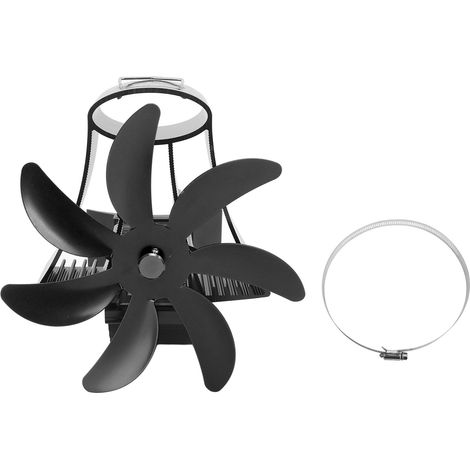 Decdeal Poêle à bois ventilateur tuyau cheminée 7 pales sur cheminée moteurs silencieux alimenté par la chaleur support mural magnétique noir