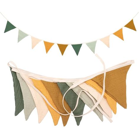 Chambre d'enfants drapeau à pull drapeau, 2,6 m de coton tissu drapeau, Chambre d'enfants Chambre de bébé décoration suspendue (vert Morandi) (1/5)