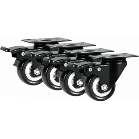 4 roulettes robustes de 5 cm (2 po) à plaque, pivotantes et universelles pour établi ou chariot à main (1/5)