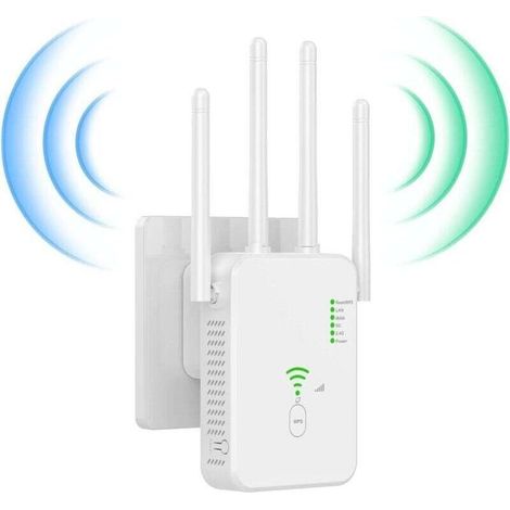 Répéteur WiFi Exterieur, 2026 Nouveau Amplificateur WiFi 1200Mbps, Répéteur WiFi Puissant sans Fil Double Bande 5GHz & 2.4GHz WiFi Extender, Compatible avec Toutes Les Box Internet Ethernet Port (1/5)