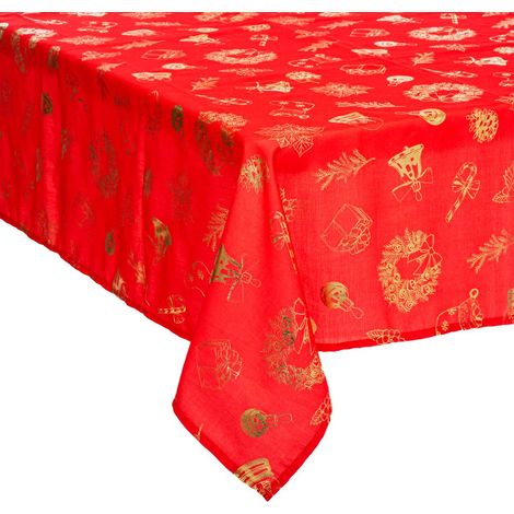 Bedruckte Tischdecke 140x240cm Rot und Gold - Feeric lights & christmas