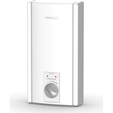Chauffe-eau instantané 18 kW – Commande hydraulique – Tension 400V – Débit d'enclenchement 2,5 L/min – Dimensions 47,2 x 25,5 x 11,5 cm – Thermoflow