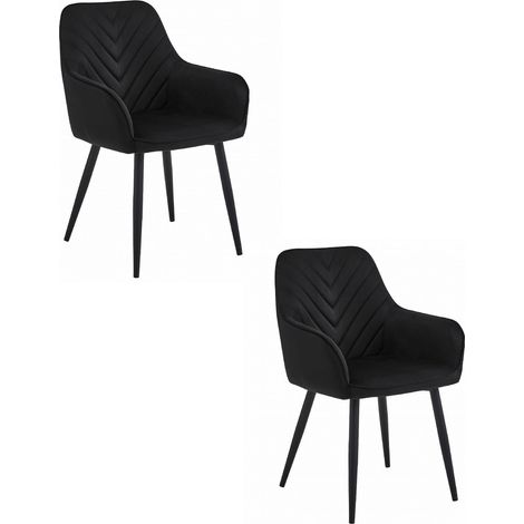Set di 2 sedie con braccioli Nana in velluto nero (1/5)