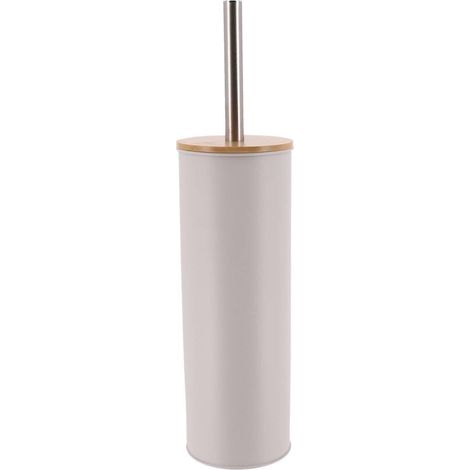 Brosse WC - 1 Unité - Métal Et Bambou - Design Moderne - Hygiène Quotidienne - Salle De Bain - Gris Clair (1/3)
