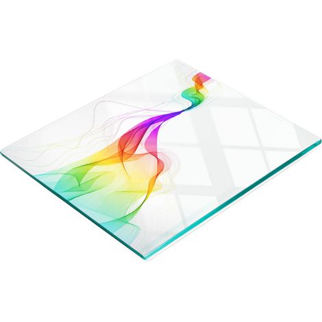 Tagliere decorativo in vetro temperato con motivo astratto colorato, 60x52 cm (1/5)