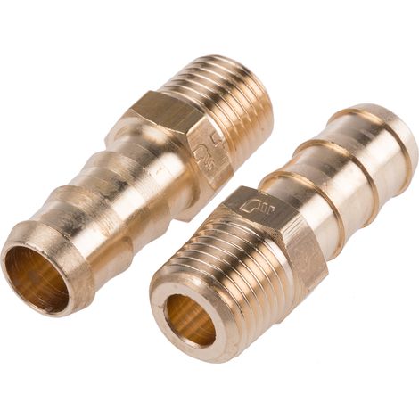 Raccord cannelé Legris BSPT 1/4" mâle Cannelé mâle pour tuyau 10 mm en Laiton, Droit ( Prix pour Boîte de 10 )
