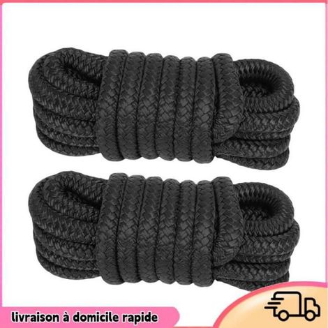Aucune Ligne de quai pour bateaux 2 pièces lignes de quai de bateau corde de bateau en Nylon Double tressé auto outillage Noire (1/5)