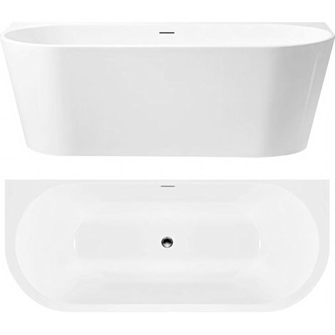Rea Vasca Bagno A Parete Capri 170cm Copritappo nero (1/5)