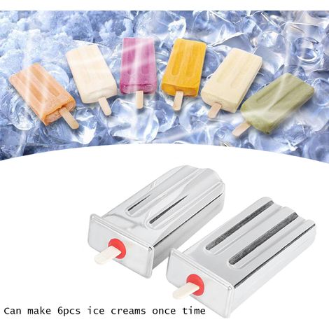 Moule à glace en acier inoxydable à 6 compartiments avec grille et brosse de nettoyage pour la cuisine (1/5)