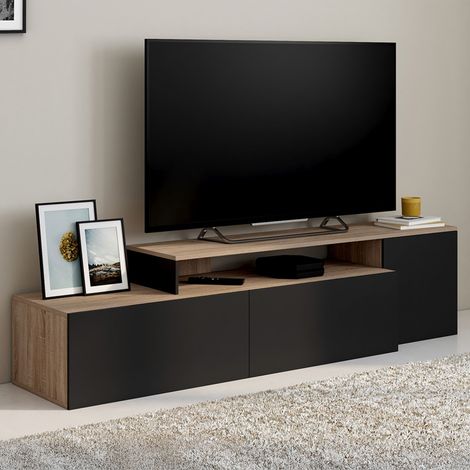 Mueble esquinero modular BASILE 180-240 cm en madera y negro