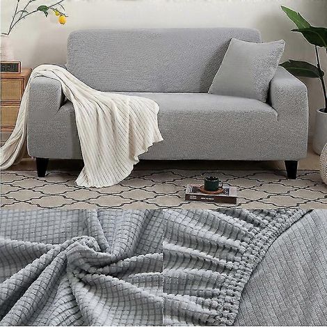 Housse de canapé épaisse, imprimée unie, pour salon, canapé d'angle, en forme de L (1/5)