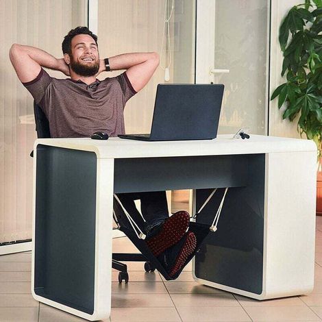 Supporto per piedi regolabile da ufficio, hamac portatile con supporto auricolari, allevia la pressione sui piedi (1/3)