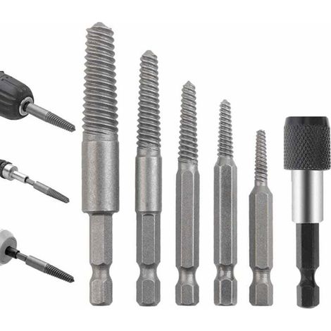 Schraubenausdreher-Set, 6-teiliges Set aus Chrom-Molybdän-Stahl, verschleißfestes Bohrzubehör für abgebrochene Schraubenausdreher für Handwerker, Ausdreher-Set - Crezuo