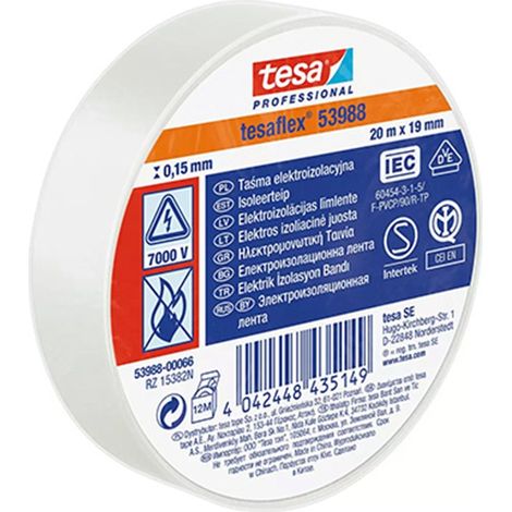 Pack. 10 Rollen weißes Isolierband 19mm x20mt tesa
