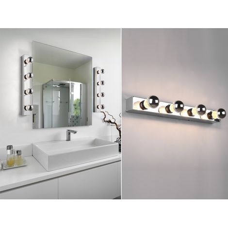 Retro LED Badezimmer Wandleuchte in Chrom 55cm - Spiegelleuchte (1/5)