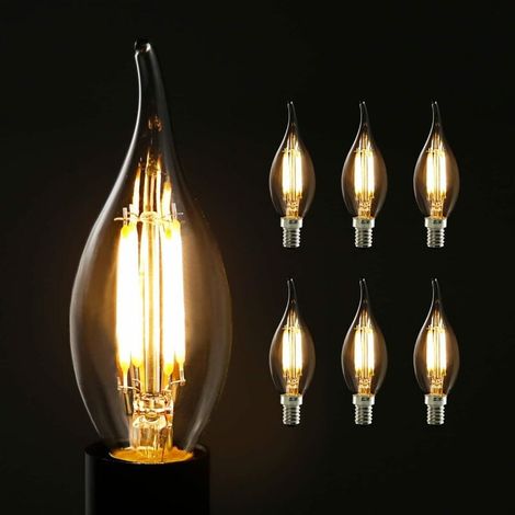 Ampoule Led Edison E14 - 4 W - 2700 K - Verre Ambre - Culot C35L - Pour Décoration Rétro Salon Salle À Manger Café Galerie D'Art - Lot De 6 (1/5)