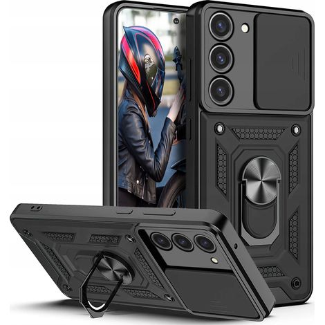 Coque pour Samsung Galaxy S24, coque arrière coulissante renforcée avec anneau et verre trempé (1/5)