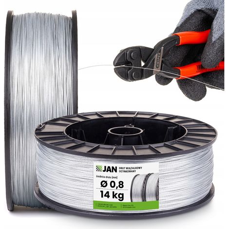 Fil de ligature souple galvanisé pour jardin, diamètre 0,8 mm, bobine de 14 kg