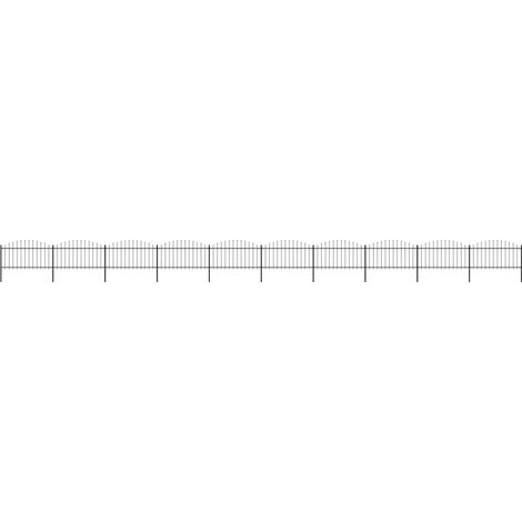 Clôture de jardin,Barrière de jardin,Portail de jardin à dessus en lance Acier (1,25-1,5)x17 m Noir CNENE726898 (1/5)