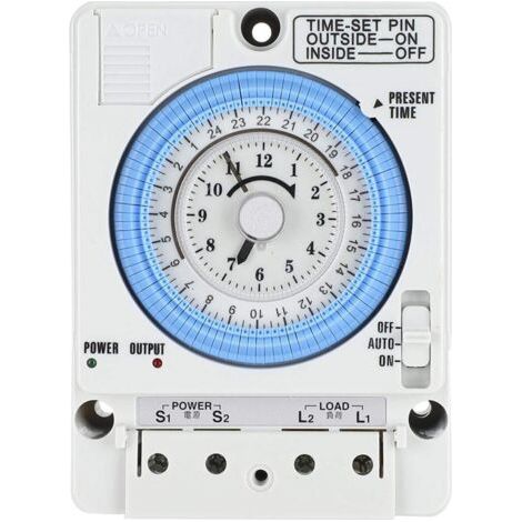 Minuterie mécanique, Interrupteur de minuterie AC100-240V 2W Interrupteur de synchronisation mécanique Industriel 24 H TB35-N avec Fournitures électriques de Sonnerie(TB35-N) (1/5)