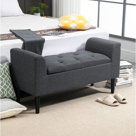 MEUBLIV panca contenitore 116 x 44 x 58 cm grigio scuro - vano integrato, da montare (1/5)