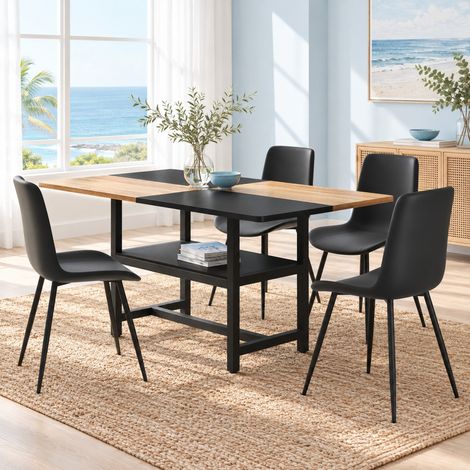 Ensemble table et 4 chaises de salle à manger, table 160 cm avec rangement HAVRYA (1/5)