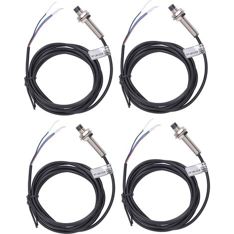 4 Détecteurs inductifs PNP 8mm, contact NC, 3 fils, 6-36VDC, capteur de proximité sans contact pour automate industriel. (1/5)