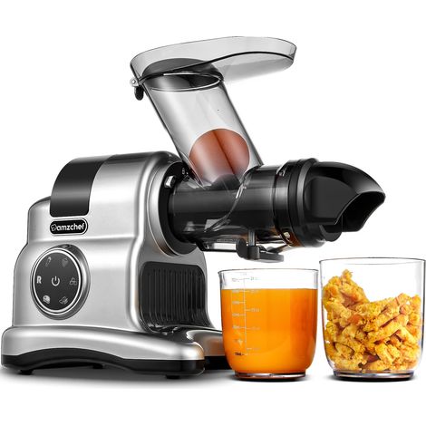 AMZCHEF Estrattore Frutta e Verdura - 80MM Grande Apertura per Frutta Intera - Estrattore Frutta e Verdura Professionale con Modalità a 2 Velocità e Funzione Inversa - Argento (1/5)