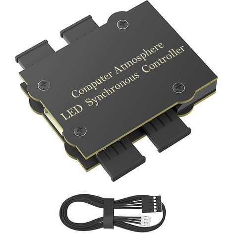 Contrôleur de LED ARGB 4 ports 5 V 3 broches pour ventilateurs, permettant la synchronisation de l'éclairage ambiant de votre ordinateur via un câble USB 2.0 9 broches, multicolore. (1/5)