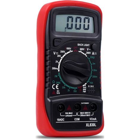 Multimetro digitale portatile, misura tensione CA/CC, ohmmetro, corrente CC, resistenza, continuità, ecc. Batteria non inclusa. (1/4)