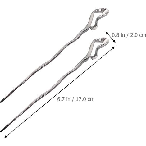2 Pieces Silver Metal Irregular Chinese Hair Sticks (1/5)