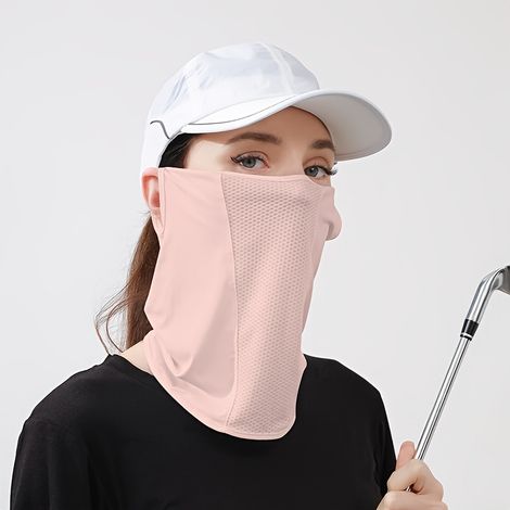 Masque facial d'été, intégral avec protection pour le cou, respirant pour sports outdoor : basket, cyclisme et golf, cache-visage extensible pour entraînement, 1 pièce, rose. (1/5)