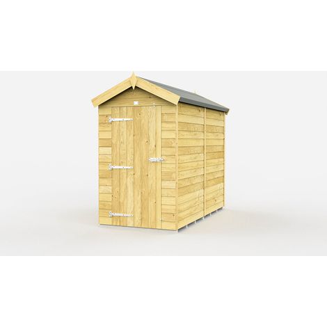 4 x 7 Feet Apex Shed - Single Door Without Windows - Wood - L214 x W118 x H217 cm