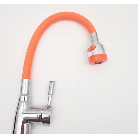 Export-grade black pointed tee with colored universal tube for kitchen sinks, hot and cold water mixers, and handwashing basins - splash-proof faucet - orange version