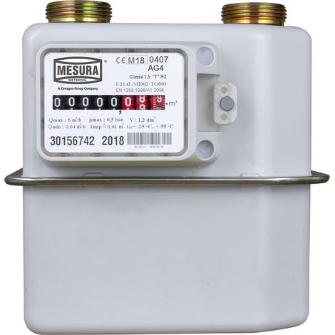 Favex – Compteur gaz naturel ou GPL Type G4 MESURA – Débit 4m3/h – Pression max 500 mbar – Acier pressé – Température -25°C à +55°C