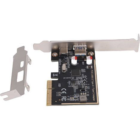 Carte PCIe vers USB 3.2 Gen 1, bande passante de 5 Gbit/s, 1 port de type C et 1 port de type A, carte d'extension PCI Express, adaptateur USB pour PC de bureau (1/5)