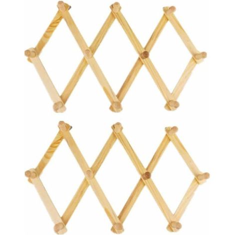 Crochet de porte-manteau en bois, crochet mural accordéon extensible, porte-manteau mural pliant en bois pour chapeaux, ceintures, parapluies (1/4)