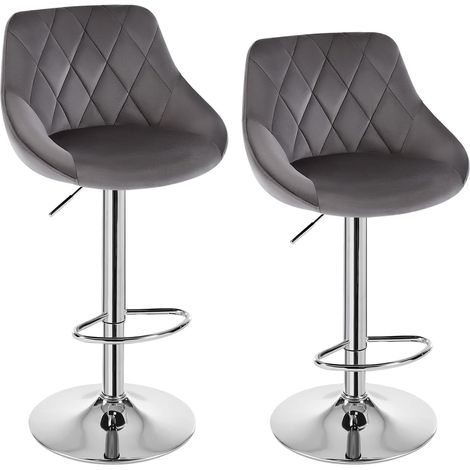 WOLTU 2 x Bar Stools Kitchen Swivel Gas Lift Stools Breakfast Pub Chair Stools Dark Grey (1/5)