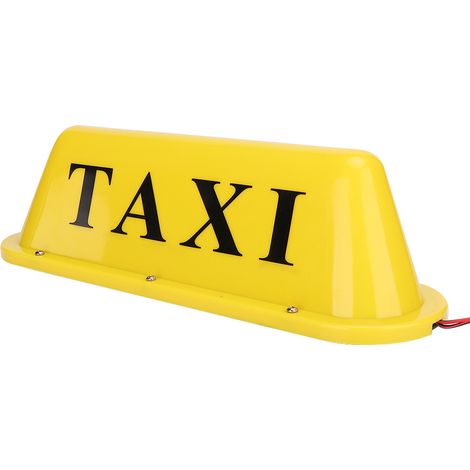 Enseigne Taxi LED 12V Aimantée Toit Voiture Lampe Super Lumineuse avec Allume-Cigare (Boîtier Jaune) (1/3)