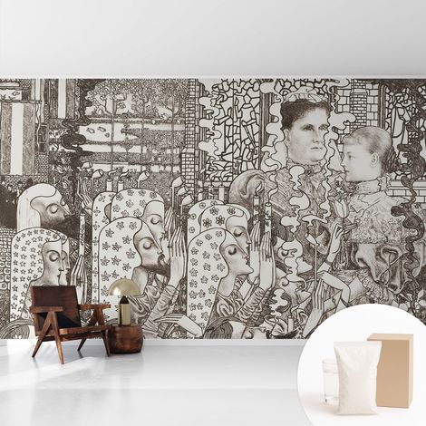 Papier peint intissé avec imprimé pour intérieur moderne application facile a motif - Colle incluse gratuite Portraits floraux 416x254 cm (1/5)