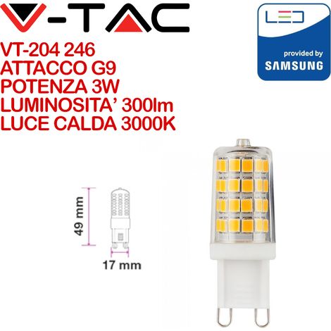 V-TAC PRO VT-204 Faretto LED Chip Samsung G9 3W 3000K Bianco caldo - 3000K (1/5)