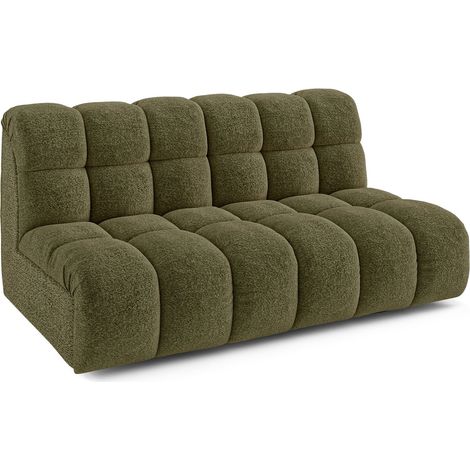 Canapé 2 places en tissu bouclette vert olive SEVEN (1/5)