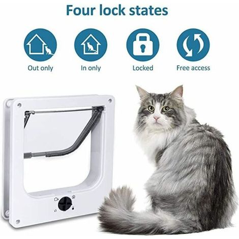 Sportello per gatti BDD monoblocco, impermeabile, con serratura girevole a 4 vie per gatti e cuccioli, facile da installare M-19 5 22 cm (1/4)