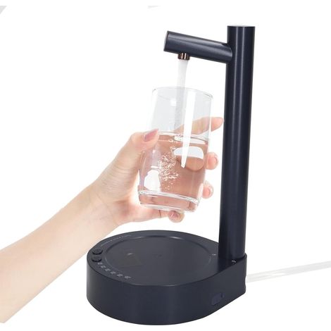 Distributeur d'eau de bureau, pompe à eau portable pour bouteille d'eau universelle, pompe à eau rechargeable par USB avec interrupteur pour bouteille d'eau (noir) (1/5)