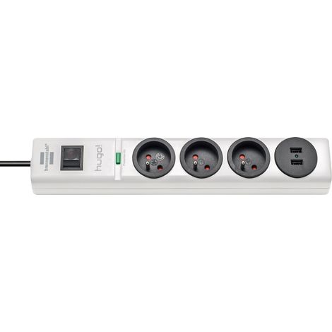 Brennenstuhl – Multiprise 3 prises avec parasurtenseur et ports USB – Câble 2m H05VV-F 3G1,5 – Protection jusqu'à 19 500 A (1/10)