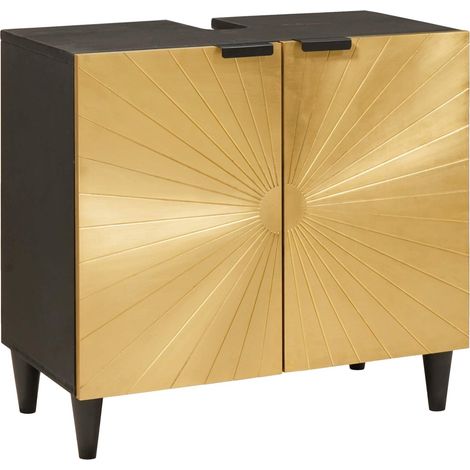 Mueble de lavabo con estante Negro y dorado 62 x 33 x 58 cm vidaXL (1/5)