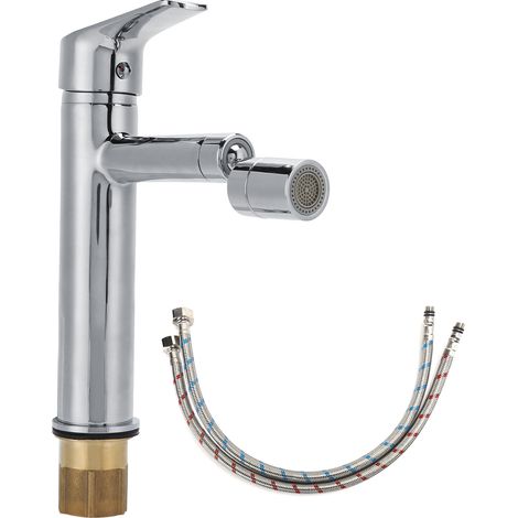 Robinet de lavabo rotatif eau froide chaude cuivre mitigeur évier pour salle de bain cuisine standard G1/2 (1/5)