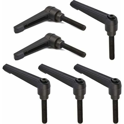 6 PCS Poignée de Levier de Serrage M8, Poignées Réglables 32MM de Machine de Poignée de Filetage Mâle en Acier Inoxydable M8 (Noir) (1/4)
