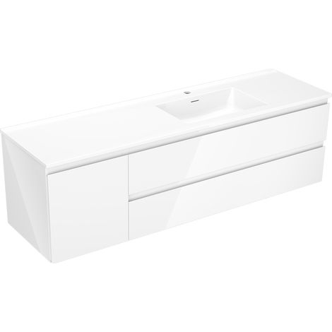 Mobile da bagno Mexen Orio 160 cm con lavabo Otis destro, 2S, 1D, bianco lucido - 91A13-16047-3-BBFFF00-W18P00 (1/5)